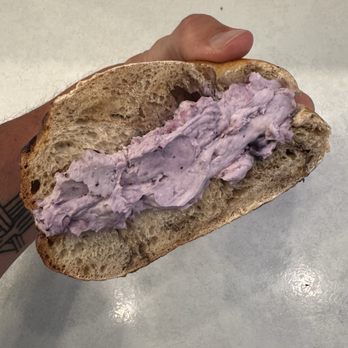 Myrtle Ave. Bagels - Bagel with blueberry cream cheese - Bagels Near Me - Brooklyn, New York