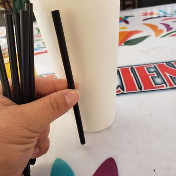 Hacienda Mexican Grill - Showing you the size of our cups we had and the straw size that was given to us. - Mexican Near Me - Salinas, California