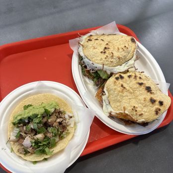 Taco Viva - Chicken Taco on the left, and then two carne asada Molida's on the right. I added a tostada top on both of them. - Mexican Near Me - Phoenix, Arizona