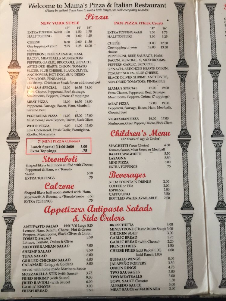 MAMA’S PIZZA AND ITALIAN RESTAURANT CLOSED Updated August 2024 11