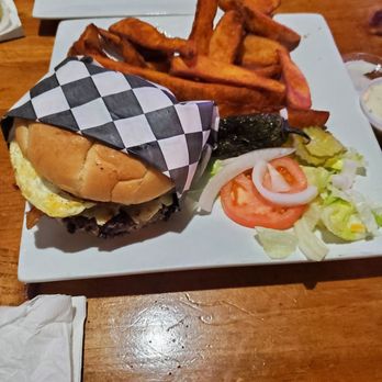 Halfway Bar & Grill - Angus hangover burger $13.99. Super good. - Burgers Near Me - Buffalo, Texas Halfway Bar & Grill - Angus hangover burger $13.99. Super good. - Burgers Near Me - Buffalo, Texas