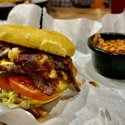 RibCrib BBQ - Delicious Burger and beans!