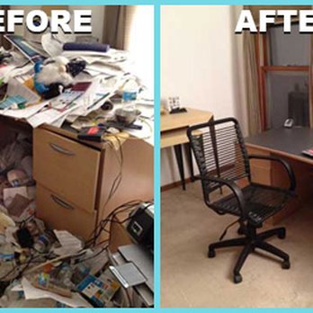 The Declutter Therapist - This is an example of how disordered offices can get! After sorting, filing and adding storage, the client can now WORK in their office! - Home Organization Near Me