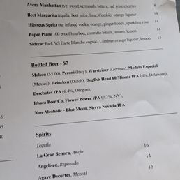 Selected cocktails and spirits
