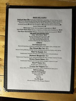 Menu photo 5 Sky Island Taproom Fort Davis, TX