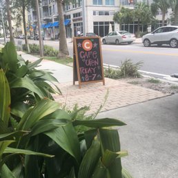 Enjoying the breeze while eating some yummy tacos.