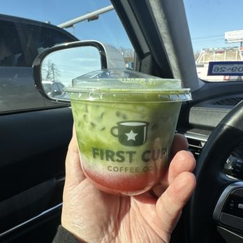 First Cup Coffee - Iced strawberry matcha latte with almond milk - Coffee Roasteries Near Me - Pearland, Texas First Cup Coffee - Iced strawberry matcha latte with almond milk - Coffee Roasteries Near Me - Pearland, Texas