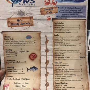 Mo's Seafood - Menu - Seafood Near Me - Towson, Maryland