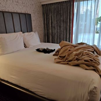 Flamingo Las Vegas - Our bed that was "made up" - Hotels Near Me - Las Vegas, Nevada