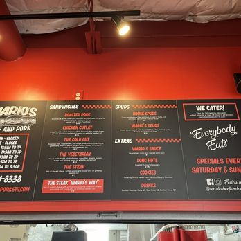 Warios Beef and Pork - Menu from September 2024 - Cheesesteaks Near Me - Columbus, Ohio Warios Beef and Pork - Menu from September 2024 - Cheesesteaks Near Me - Columbus, Ohio