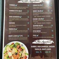Kofta Cuisine - Dinner Menu (Sept2023)