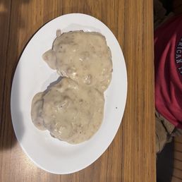 Biscuits and gravy biscuits were OK. Gravy was not the best but not bad. Really needed some milk or cream in that gravy.