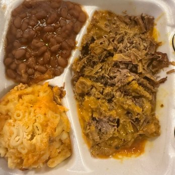 Gather Cola - Chopped brisket plate (mustard base) with mac and cheese with baked beans - Food Stands Near Me - Columbia, South Carolina