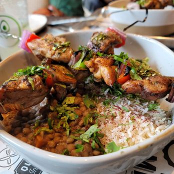 Avo Miami - Chicken Skewers with lentils, rice & avocado - Breakfast & Brunch Near Me - Miami Beach, Florida Avo Miami - Chicken Skewers with lentils, rice & avocado - Breakfast & Brunch Near Me - Miami Beach, Florida
