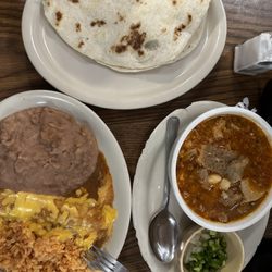 Kevin's Cafe - Cheese enchilada, menudo & barbacoa taco