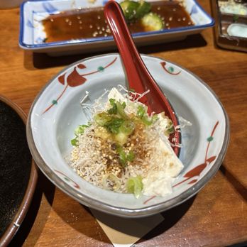 Yakitori Totto - Homemade tofu with bonito, scallion and soy sauce - Japanese Near Me - New York, New York Yakitori Totto - Homemade tofu with bonito, scallion and soy sauce - Japanese Near Me - New York, New York