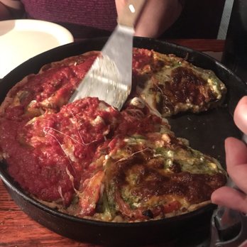 Pizzeria Due - Half cheese and half 4 cheese pesto - Pizza Near Me - Chicago, Illinois