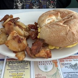 Bacon egg and cheese with home fries Bacon egg and cheese with home fries