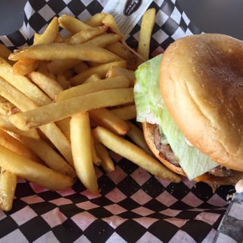Cafe Planet Java - James Dean burger (single bacon cheeseburger with fries) eh it's ok. - American Near Me - Langley, British Columbia