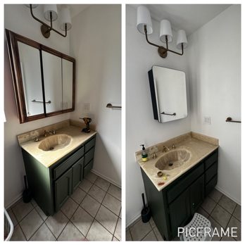 HandyJoe - Removed the old cabinet,painted the wall to white behind it and installed a new medicine cabinet. - Handyman Near Me