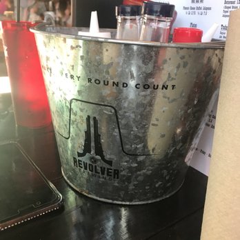 Sideways - Revolver bucket full of condiments. Want one! - Barbeque Near Me - Rockwall, Texas