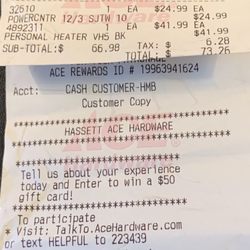 Hassett Ace Hardware - 8/8/2023: Hassett Hardware Store beats AMAZON'S price purchasing a combo heater cooling fan!
