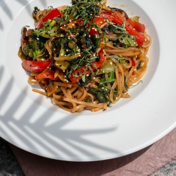 Redstone American Grill - Spicy Thai Noodles | thai chili & red pepper, bok choy, broccoli & shiitake mushrooms - Steakhouses Near Me - Bridgewater, New Jersey Redstone American Grill - Spicy Thai Noodles | thai chili & red pepper, bok choy, broccoli & shiitake mushrooms - Steakhouses Near Me - Bridgewater, New Jersey