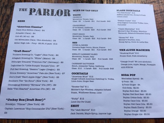 Menu photo 5 The Parlor Dobbs Ferry, NY