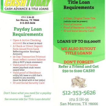 Cash Today - Check Cashing/Pay-day Loans Near Me - San Marcos, Texas Cash Today - Check Cashing/Pay-day Loans Near Me - San Marcos, Texas
