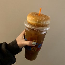 Dunkin' - Cold Brew Coffee w/ French vanilla swirl & a glazed donut