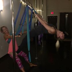 Aura Aerial & Yoga - Practicing partner aerial yoga...so much fun!