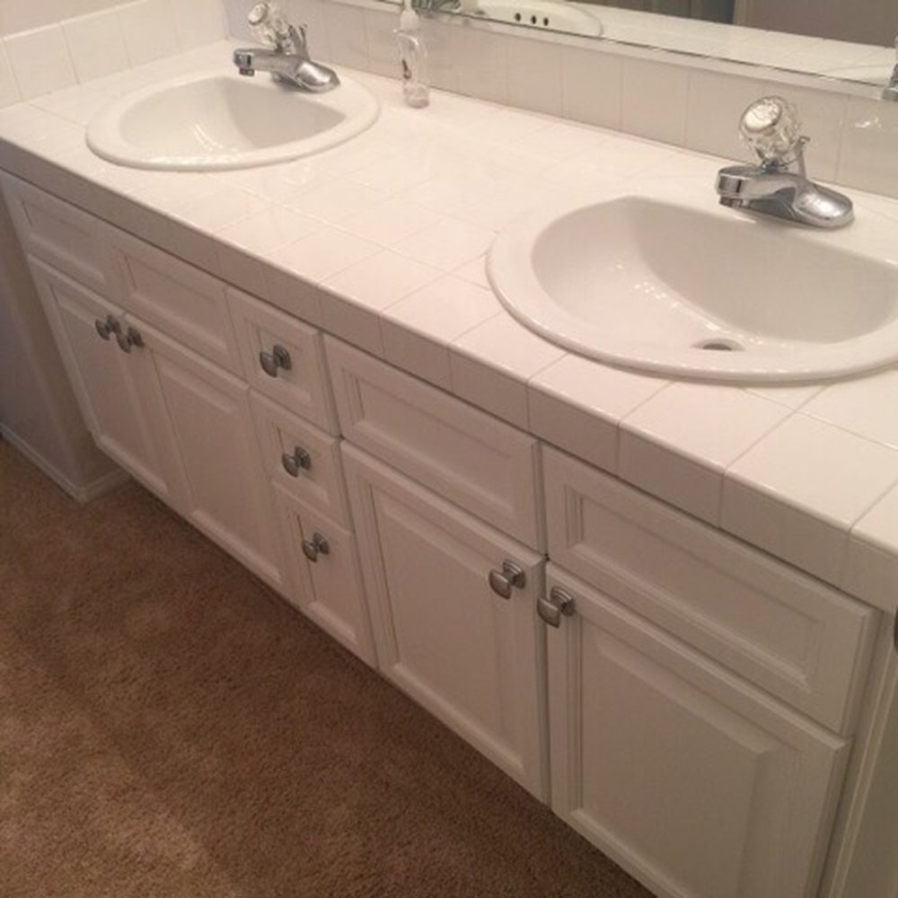 Cabinet Refresh - Upstairs bathroom cabinets now white. - Cabinetry Near Me - Los Angeles, California