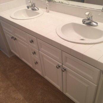 Cabinet Refresh - Upstairs bathroom cabinets now white. - Cabinetry Near Me - Los Angeles, California Cabinet Refresh - Upstairs bathroom cabinets now white. - Cabinetry Near Me - Los Angeles, California
