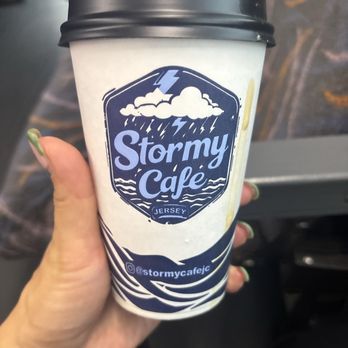 Stormy cafe - Biscoff Latte omw to work - Halal Near Me - Jersey City, New Jersey