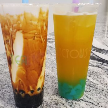 Tealicious - Brown Sugar Boba and Peach tea with blueberry jellies. - Bubble Tea Near Me - Knoxville, Tennessee Tealicious - Brown Sugar Boba and Peach tea with blueberry jellies. - Bubble Tea Near Me - Knoxville, Tennessee