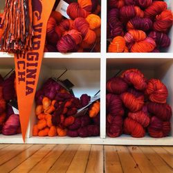 New River Art & Fiber - "Hokie" colorway yarns, dyed by our very own Stella Boyer under her NAO Yarns label.