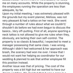 Bellewood - Unless you want to have chaos, disorganization, a lack of communication, & no assistance whatsoever...Do NOT book here, brides!!! xoxo