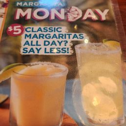 Adult drinks menu