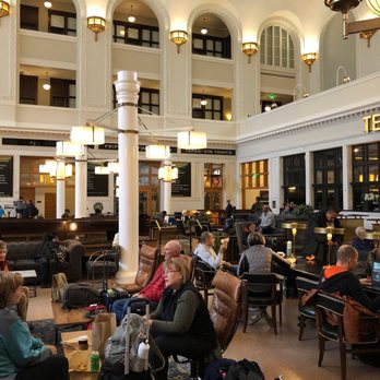 Denver Union Station - Huge waiting area with bars, coffee and such all around. - Train Stations Near Me - Denver, Colorado Denver Union Station - Huge waiting area with bars, coffee and such all around. - Train Stations Near Me - Denver, Colorado
