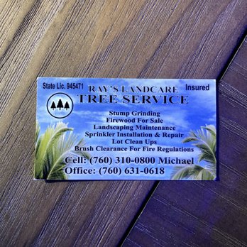 Ray's Tree Service - Business card - Tree Services Near Me - Vista, California Ray's Tree Service - Business card - Tree Services Near Me - Vista, California
