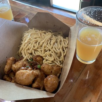 Alameda Brewing - General tso's and garlic noodles. - Breweries Near Me - Alameda, California