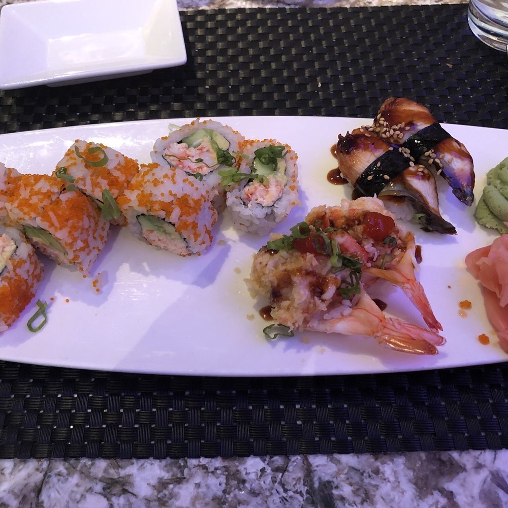 Oceano - California Supreme roll, Unagi Nigiri and upside down shrimp - Seafood Near Me - Reno, Nevada Oceano - California Supreme roll, Unagi Nigiri and upside down shrimp - Seafood Near Me - Reno, Nevada