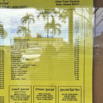 Young's Kalbee - Menu as of June 2025 - Korean Near Me - Aiea, Hawaii