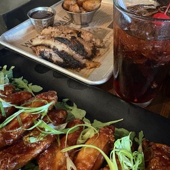 Whiskey 'N Rye Smokehouse - Bbq wings, brisket with side of potatoes and Roy Rodgers - Barbeque Near Me - Solvang, California Whiskey 'N Rye Smokehouse - Bbq wings, brisket with side of potatoes and Roy Rodgers - Barbeque Near Me - Solvang, California
