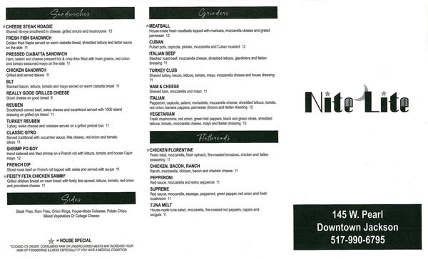 Menu photo 1 Nite Lite Jackson, MI