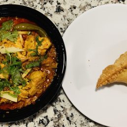 Chicken Karahi and Veggie Samosa