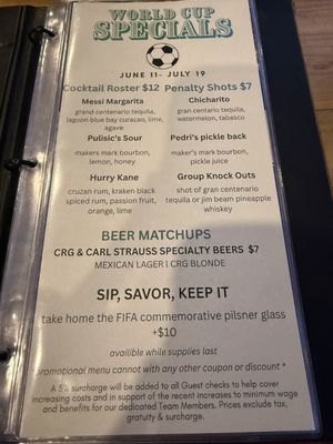 Menu photo 1 Coaster Saloon San Diego, CA