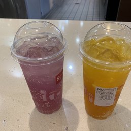 Mango peach bubbly and yuzu lavender bubbly