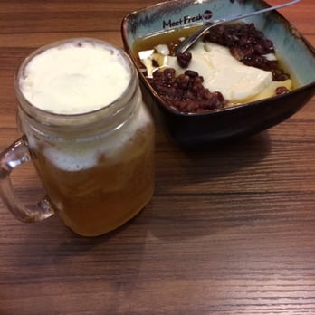 Meet Fresh - Tofu pudding and green tea with whipped cream.... It's ok lol - Desserts Near Me - Auckland, AUK