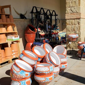 H-E-B - Display of Mexican pottery pots outside of HEB - Grocery Near Me - Austin, Texas